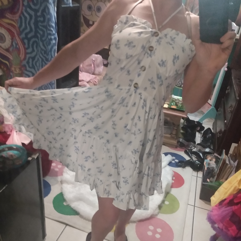 NWT CRB Strapless Floral Halter Skater Dress